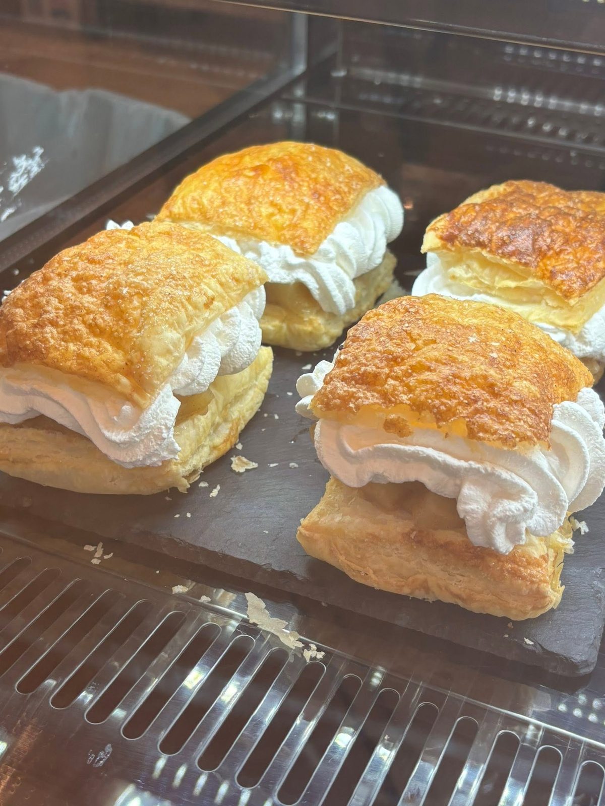 Vol-au-vent pastries filled with cream and custard